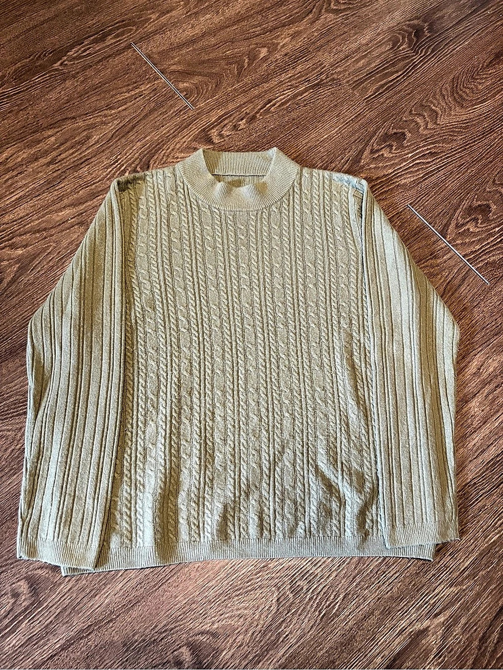Cable Knit Crewneck Sweater in Cream Like New